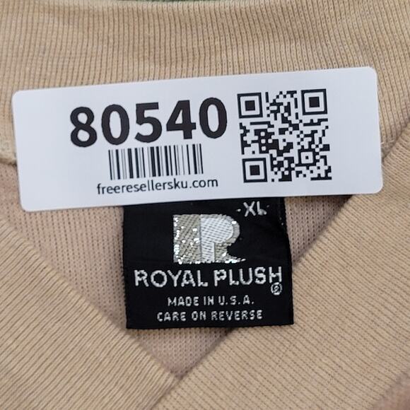 Vintage 80s MOD Velour Sweater Womens XL 22x24 Beige - Picture 8 of 10